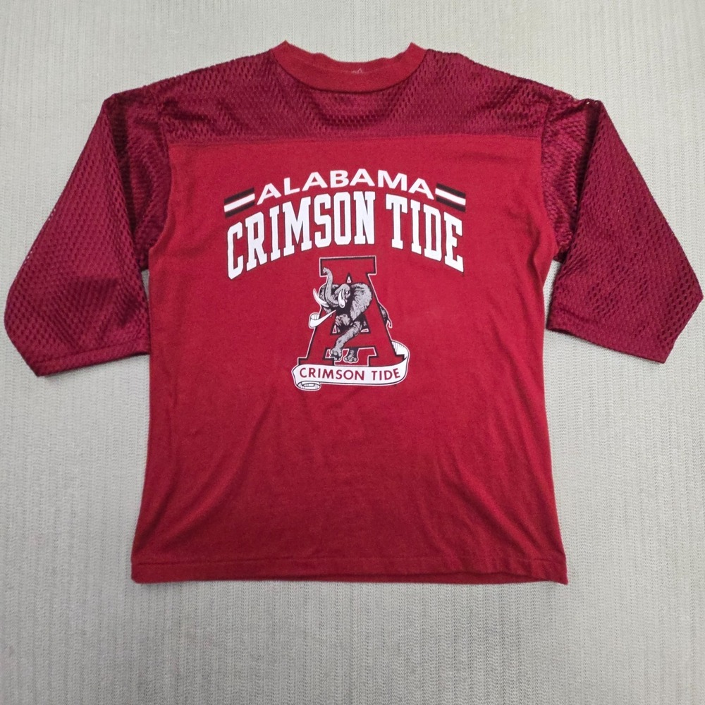 Vintage Alabama Crimson Tide Shirt Men Large 3/4 Sleeve Jersey Mesh‎ 80s 90s USA